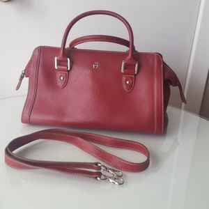 Leather bag with detachable long handle